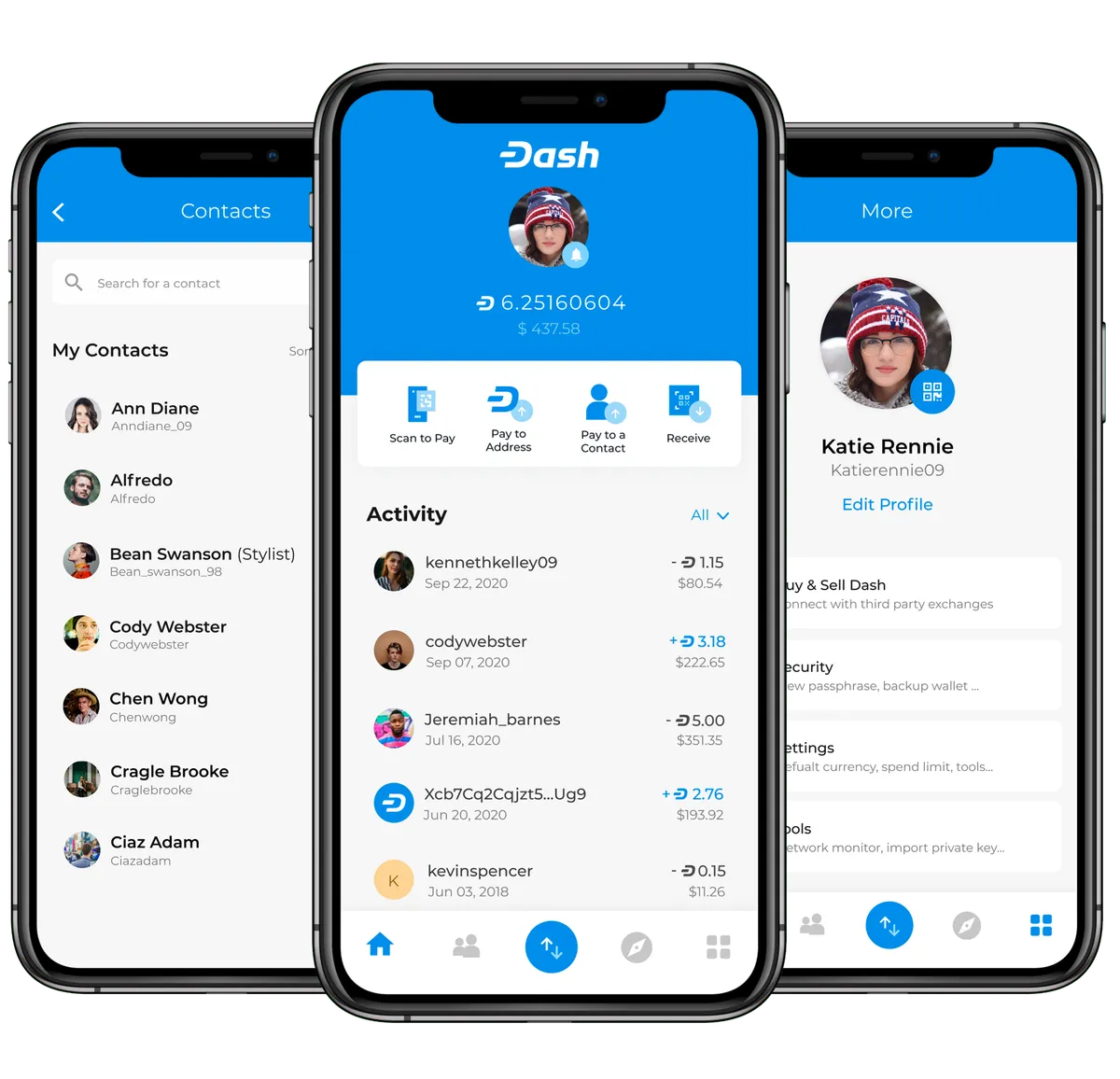 DashPay app mockup